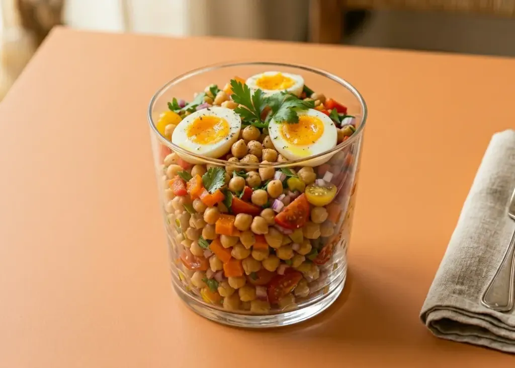 [6549] Salade Brésilienne (pois chiches, tomate, oeufs, poivrons)